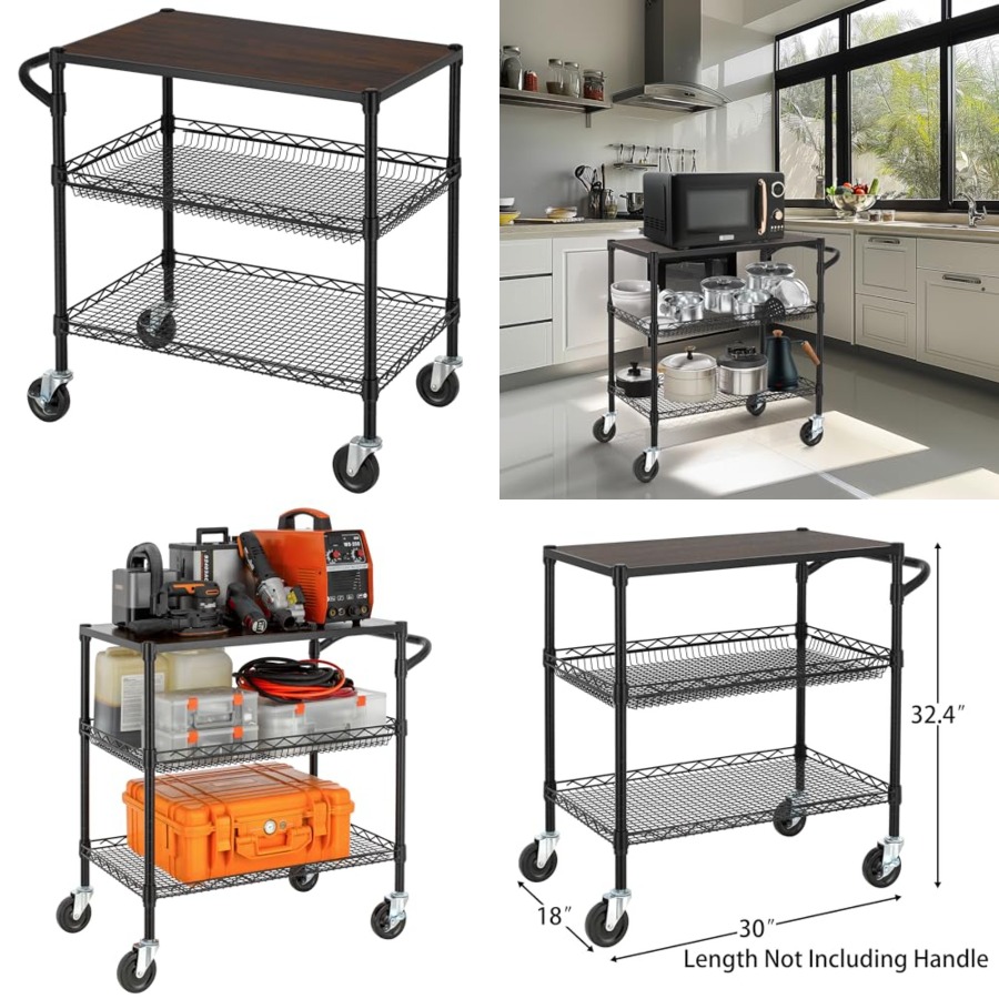 Commercial Kitchen On Wheels - 3 Tier Heavy Duty Commercial Grade
