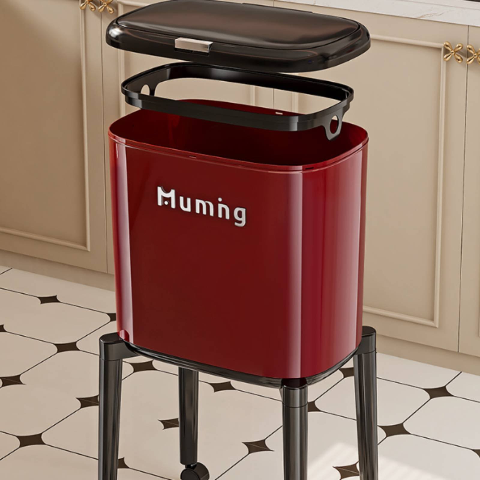 Commercial Kitchen On Wheels - Lid Trash Can with Wheels Handseffortless