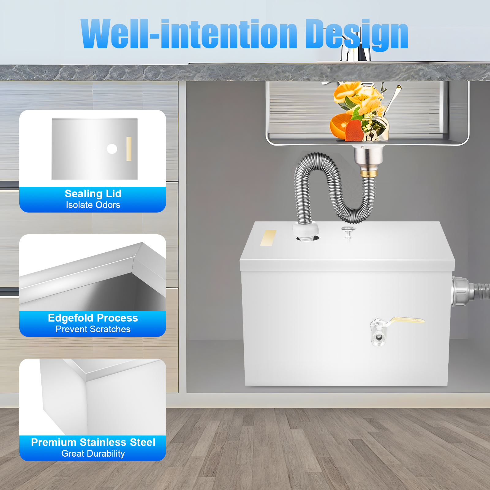 w/Drainage Pipe+Lid for Kitche - Commercial Kitchen Grease Trap recensie en prijs