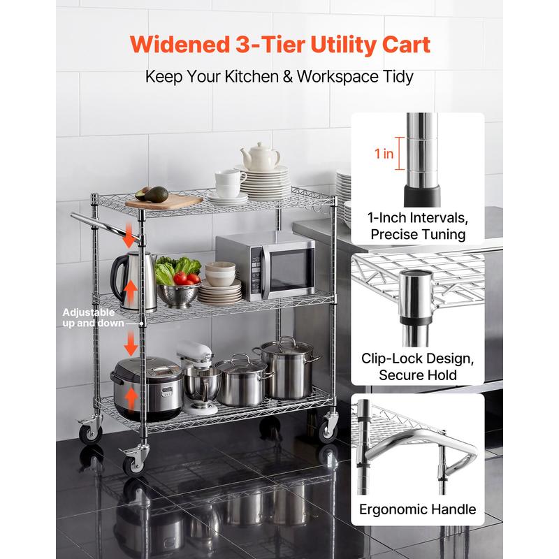 Kitchen Utility Cart, 3 Tier H - Commercial Kitchen On Wheels recensie en prijs
